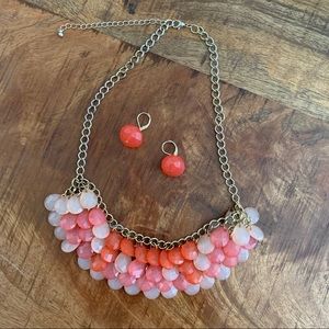 Ombré Coral Pink Necklace and Earring Set